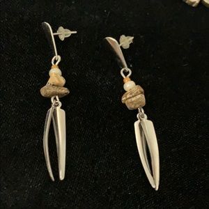 2/$15 - Vintage Silver & Stone Earrings